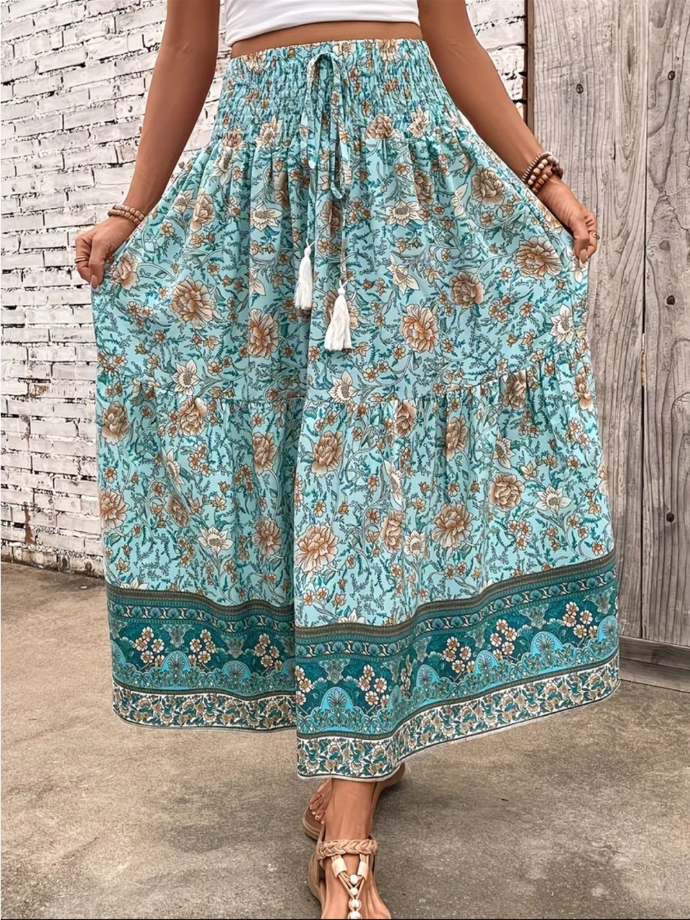 Boho Floral Tiered Maxi Skirt size XXL NWOT